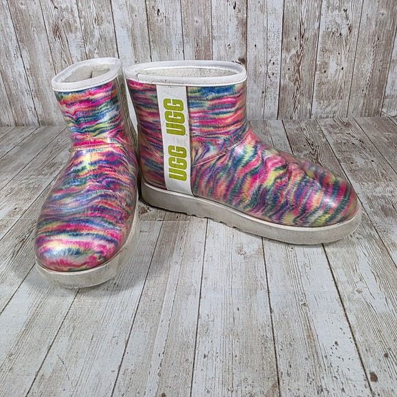 UGG Classic Clear Mini Rainbow Stripe Boots Womens‎ US 6 Colorful Boots - Picture 6 of 8